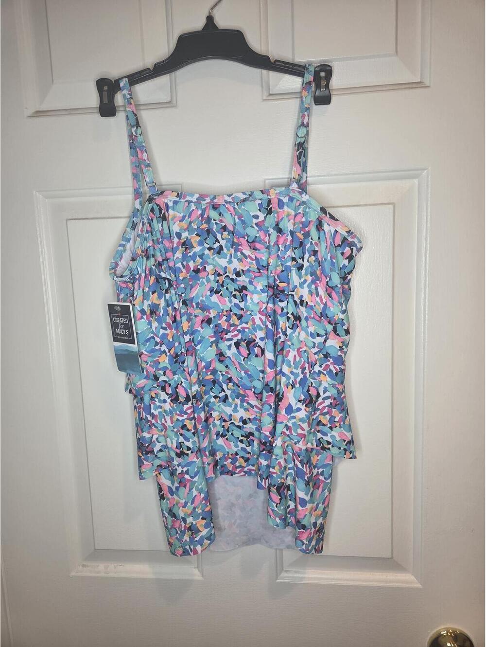 Size 16 - Swim Solutions Floral Print Tankini Swim Top - Picture 4 of 5